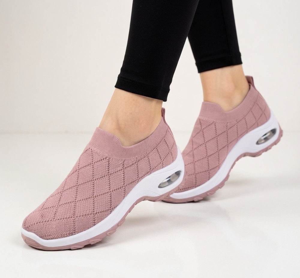 Women's Air Cushion Slip-On Orthopedic Walking Shoes Dusty Pink Mesh Size 9 New
